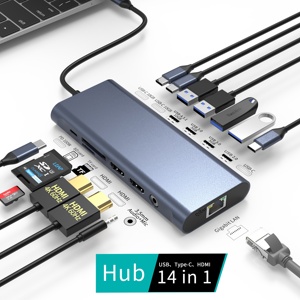 Hub USB C 14 en 1, double écran HDTV, station d'accueil USB C, <span class=keywords><strong>adaptateur</strong></span> multiport avec USB 3.2 4K HDTV pour ordinateur portable HP/Lenov O/<span class=keywords><strong>Mac</strong></span> Book - Product Image 2