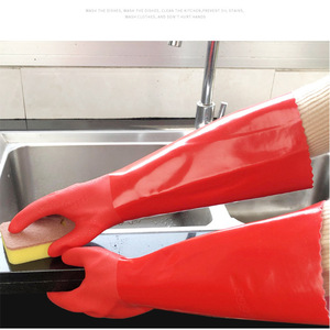 Guantes de Limpieza de Látex Cálidos Dongya 802F-45 con Forro Polar, Impermeables, Antideslizantes, para Lavar Platos, 435 mm, Rojos - Product Image 1