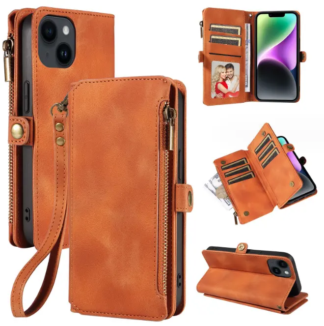 Leder Brieftasche Luxus TPU Mobile Zubehör Rückseite Handy hülle Für Iphone 11 12 13 14 15 Pro Max puls XS XR