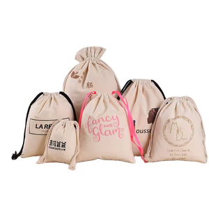 Wholesale Custom Design Personalized Reusable Double <b>String</b> Handbag 100% Natural Cotton Drawstring Pouch <b>Bag</b> - Product Image 6