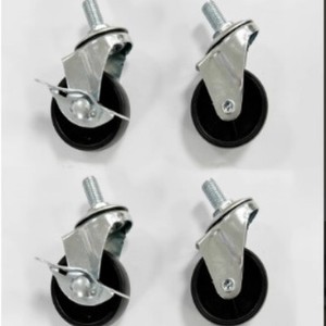 Ruedas giratorias de PP blanco de 1-3 pulgadas con vástago roscado y freno, ruedas de acero inoxidable y caucho para carros de muebles - Product Image 2