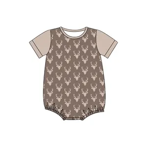 Wholesale Baby Clothes Short Sleeve Baby Print Bamboo Romper Infant Toddler Boys And Girls Baby Romper Pajamas Bodysuits
