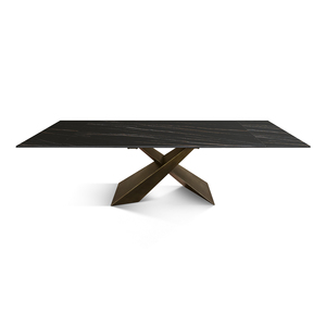 Mesa Extensible Romeo Rectangular Sahara Negra con Patas de Cerámica Bronce X para Comedor Interior - Product Image 5