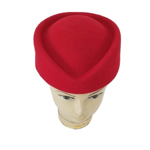 قبعة مضيفة من الصوف ، قبعة مضيفة ، قبعة مضيفة طيران للزي التنكري ، إكسسوارات زي تنكري-أحمر - Product Image 2