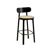 Tabourets de bar modernes en bois massif à dossier haut, assise en osier, style nordique minimaliste, luxe léger, avec repose-pieds, pour îlot de cuisine, comptoir, maison, club