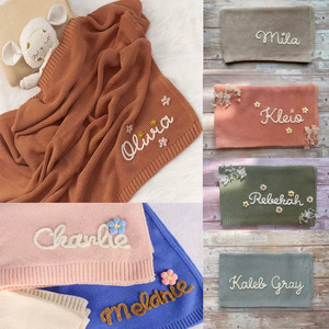 Pankai usine nom <span class=keywords><strong>personnalisé</strong></span> couverture <span class=keywords><strong>de</strong></span> bébé en tricot <span class=keywords><strong>brodé</strong></span> à la main literie personnalisée pour bébés - Product Image 6