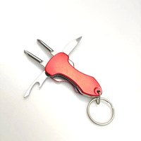 Couteau de poche multifonctionnel EDC 5-en-1, porte-clés de survie, lame en acier inoxydable, comprend lime, tournevis, ouvre-bouteille, DIY OEM