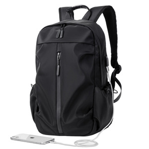 Laptop <b>Backpack</b> <b>Waterproof</b> Lightweight Unisex For Business Travel School Use Black Gray Blue Solid Color Interior Compartment - Product Image 1
