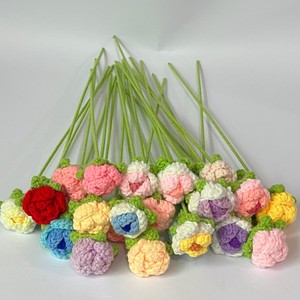 Flores Tejidas a Crochet Hechas a Mano, Flores Artificiales <span class=keywords><strong>de</strong></span> Hilo <span class=keywords><strong>de</strong></span> Lana, Decoración para el Hogar, Regalo, Venta al Por Mayor - Product Image 4