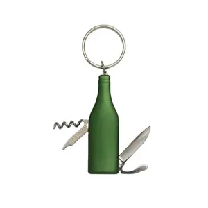 Mini Bottle Shape 4 in 1 Portable Multi Functional Pocket Folding Knife with Keychain Bottle Opener