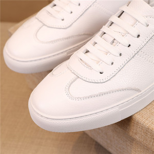 Chaussures décontractées pour hommes en cuir véritable haut de gamme, blanches, durables, à lacets - Product Image 6