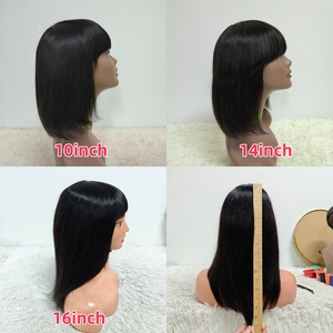 Letsfly $23 <b>Bob</b> <b>Wigs</b> with Bang 10inch-18inch Natural Black Brazilian Remy Human Hair <b>Wigs</b> Full Machine Made <b>Wigs</b> for Women - Product Image 4