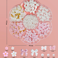 Ensemble de décorations pour ongles en forme de nœud papillon 3D avec perles et pierres acryliques, kit d'accessoires pour la manucure DIY (rose et blanc)