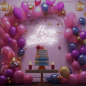 Letrero Luminoso de Neón Personalizable con la Frase 'Feliz Cumpleaños', Alimentado por USB, Decoración de Pared con Brillo Ajustable para Fiestas de Cumpleaños y Publicidad - Product Image 4