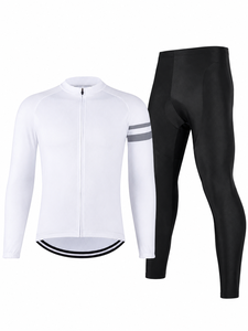 Maillot de cyclisme à manches longues pour homme, dégradé bleu et blanc, respirant, en polyester, pour adultes - Product Image 6