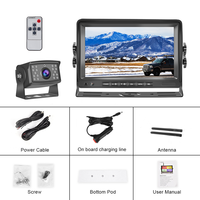Caméra de recul sans fil AHD Podofo, étanche, enregistrement DVR + moniteur quad-split 7 pouces pour camion lourd, bus, remorque, camping-car