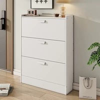Meuble à chaussures convertible ultra-fin en bois à trois niveaux, élégant, simple et moderne, pour l'entrée de la maison