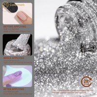 Kit de Vernis à Ongles Gel Pailleté Réfléchissant Holographique Style Français pour Fête de Mariage, Manucure LED Professionnelle et DIY à Domicile