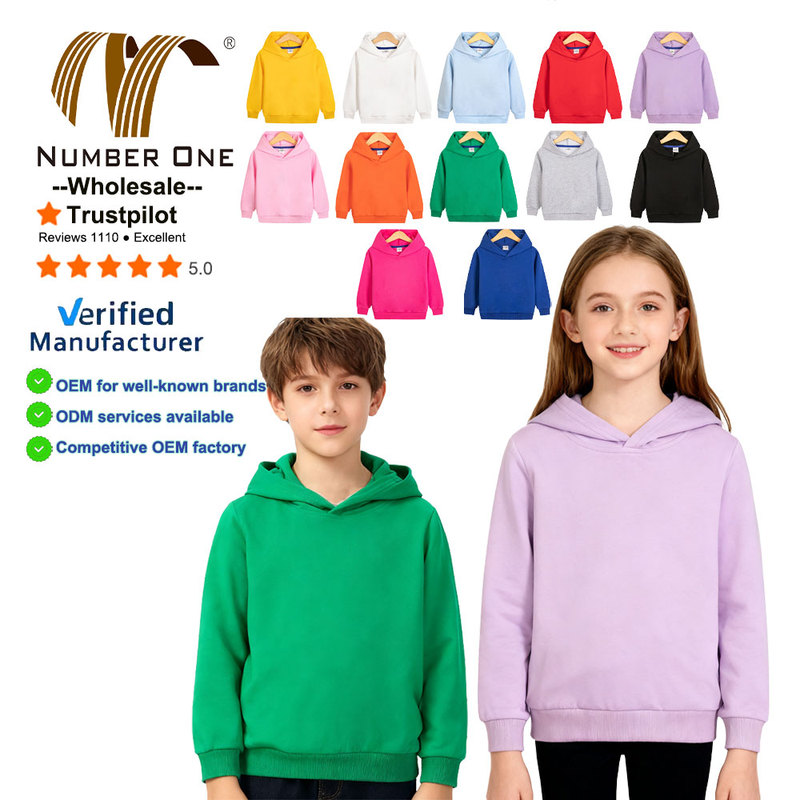 Blank Solid Kids Hooded Sweatshirt Pullover