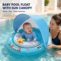 Bouée de piscine pour bébé avec auvent et centre d'activités, anneau gonflable en PVC avec siège en maille pour marque privée