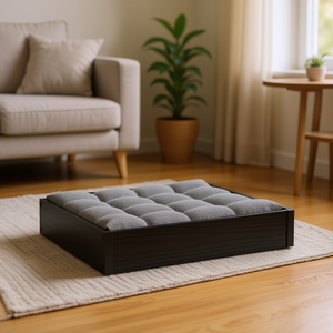 Lit pour chien en bois de pin massif noir 20,3 x 17,3 x 3,5 pouces, lit rectangulaire durable pour animaux de compagnie, intérieur, toutes saisons, style minimaliste - Product Image 2