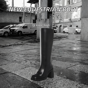 Fabricación Profesional, Buen Precio, Nuevo Diseño, Botas Ecuestres de Invierno con Tacón Cuadrado y Plataforma para Mujer, de PU con Cierre - Product Image 2