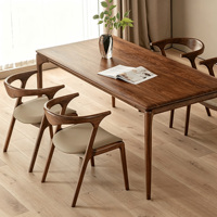Chaise de salle à manger en bois massif, structure en noyer, coussin en cuir, style nordique, pour la maison et les restaurants