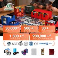 Boîte de rangement pour cartes en cuir PU personnalisable avec compartiment pour dés, coins carrés, portable pour jeux de société et cartes à collectionner
