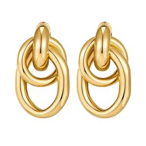 Pendientes al por Mayor para Mujer, Pendientes <span class=keywords><strong>de</strong></span> Botón Chapados en <span class=keywords><strong>Oro</strong></span> <span class=keywords><strong>de</strong></span> 18K, Joyería <span class=keywords><strong>de</strong></span> Moda para Mujer, Pendientes Gruesos con Diseño <span class=keywords><strong>de</strong></span> Nudo - Product Image 5