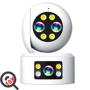 Kamera keamanan <span class=keywords><strong>CCTV</strong></span> nirkabel lensa ganda, dengan percakapan langsung Monitor lampu sorot dalam ruangan sirene bawaan - Product Image 1