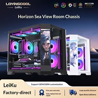 Casing ATX Menara penuh ruang tampilan Laut layar LCD kustom pendingin air kaca temper kafe Internet game komputer Mainframe