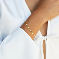 Bracelet double couche en acier inoxydable plaqué or 18 carats Jietao, avec petites perles blanches, hypoallergénique, délicat, bijoux de plage pour femmes