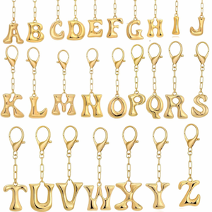 Colgante de Letra Inicial de Burbuja en Forma de Globo de Aleación Dorada, Llavero Portamonedas, Adorno de Moda para Bolsos - Product Image 3