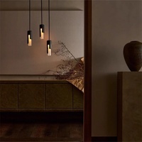 Mini lustre en marbre avec commande sans fil, éclairage LED pour chambre à coucher, salle à manger, escalier - Design en pierre minimaliste italien de luxe