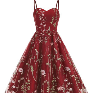 Benutzer definierte bestickte Spitze Vintage Brautjungfer ärmellose Dame Vestidos Elegante Sommer Frauen Prom Party Valentinstag Kleider - Product Image 1