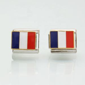 Joyería de acero inoxidable 9mm, eslabones modulares clásicos para mujer, diseño elegante, nacional, país francés, Bandera de <span class=keywords><strong>Francia</strong></span>, pulsera con abalorio italiano - Product Image 6