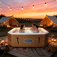 Spa gonflable en rotin tressé PVC pour 4 personnes, capacité 550L, pour usage domestique et extérieur, vente en gros