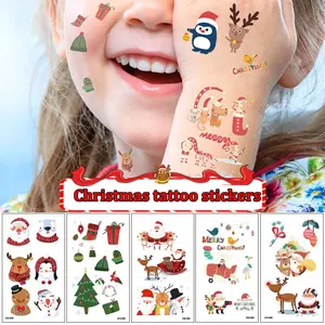 热卖批发圣诞纹身贴纸3d胡须铃铛臂节日派对儿童交换礼品纹身贴纸