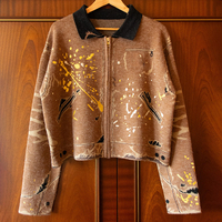 Pull en cachemire 100% tricoté jacquard à fermeture éclair personnalisé streetwear à manches longues pour homme