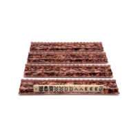 Règle transparente personnalisée 2-en-1 pour tuiles de mahjong, motif marbre Ivy festonné / marbre Bordeaux festonné, en acrylique, avec pousseur de mahjong américain