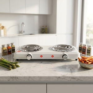 <span class=keywords><strong>Plaque</strong></span> <span class=keywords><strong>chauffante</strong></span> électrique à température réglable, double serpentin, pour cuisson rapide - Product Image 1