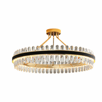 Lustre rond en cristal créatif, moderne et minimaliste, de luxe léger, luminaire suspendu décoratif pour salon et salle à manger