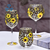 Vente en gros de verre à vin peint et créatif de style design moderne verre en cristal artificiel gobelet verre à vin rouge tournesol léopard