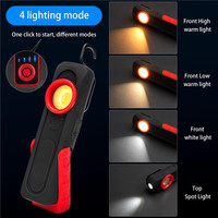 Lampe de travail LED COB puissante, lampe de travail pour garage automobile, lampe de mécanicien, lampe torche rechargeable par USB, torche magnétique, lumière d'urgence