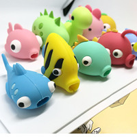 Protector de Cable de carga USB para teléfono móvil, Protector de goma 3D con dibujos animados