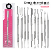 Pousse-cuticules double face en acier inoxydable de haute qualité avec lame biseautée, outil de décapage pour nail art, manucure et pédicure