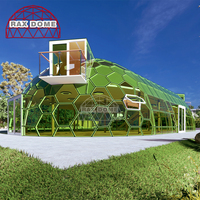 Dôme extérieur en verre ovale personnalisé RAXDOME 12M*22M pour le glamping, maison avec mezzanine