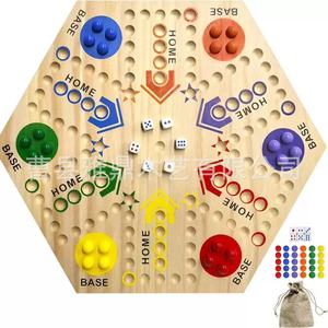 Jeu de société hexagonal en bois 15x13 pouces, jouet éducatif interactif multijoueur pour enfants et famille, jeu d'intérieur - Product Image 5