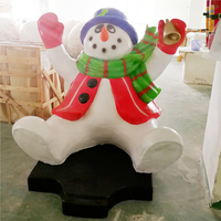 Statua di Pupazzo di Neve a Grandezza Naturale per Uso Commerciale, Decorazione Natalizia da Esterno, Personalizzabile in Fibra di Vetro, Vendita all'Ingrosso