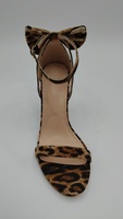 Chaussures à talons hauts pour femmes à bout ouvert, à lacets, antidérapantes, respirantes, avec nœud en soie, imprimé léopard, printemps, été, hiver